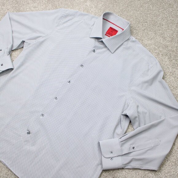 Proper Sport Shirt Mens XL Black/White Contemporary Fit 4 Way Stretch L/S Button - Picture 4 of 13